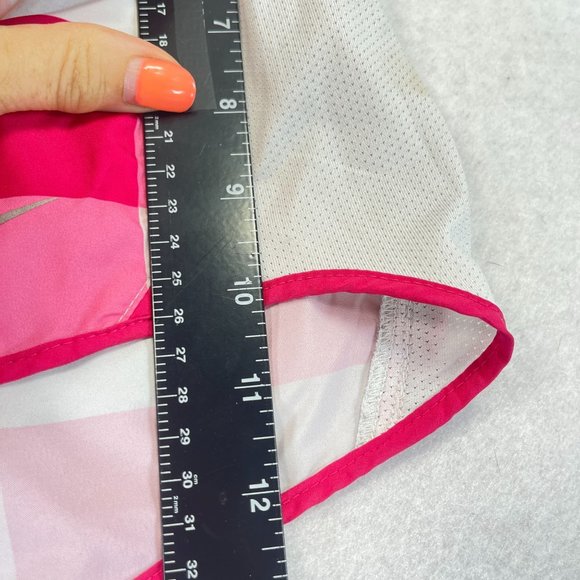 NIKE Womens M Dri Fit Checkered Pink White Performance Shorts Inner Drawstring - Picture 4 of 8